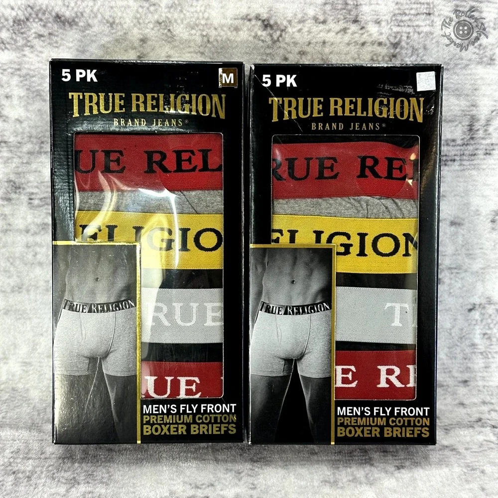 New Lot of (2) 5-Packs True Religion Fly Front Premium Boxer Briefs Men's Medium